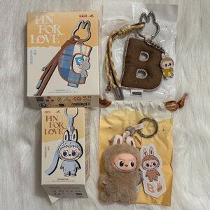 AUTHENTIC Labubu Pin for Love Plush Pendant + Letter Pendant Set – B